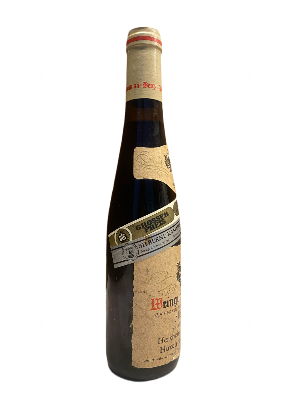 Zeer exclusief Weingut Werner Pfleger Herxheimer Himmelreich Huxelrebe Beerenauslese, 350ml 1985 IJswijnen