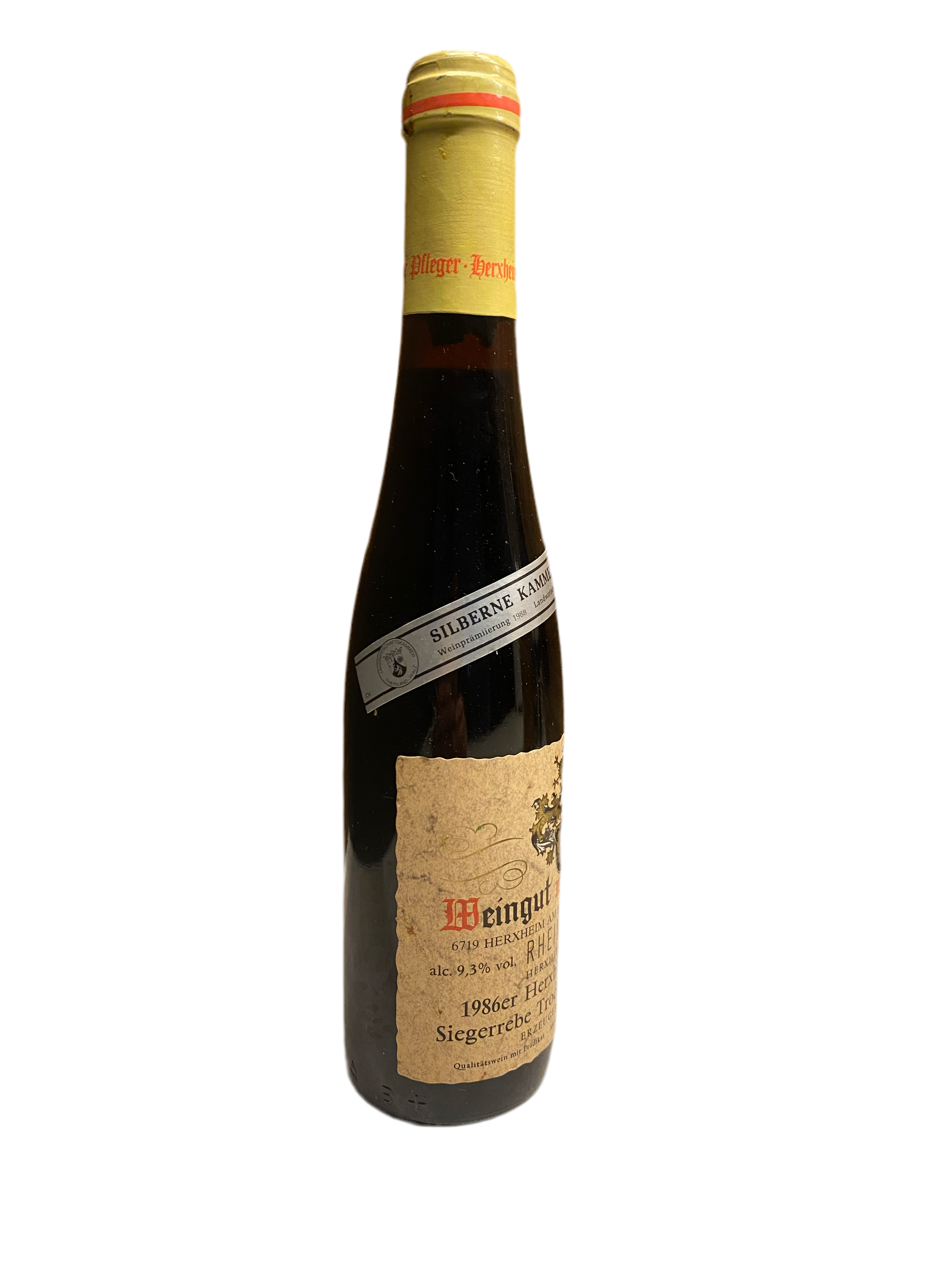 Zeer exclusief Weingut Werner Pfleger 1986er Herxheimer Kobnert Siegerrebe Trockenbeerenauslese IJswijnen
