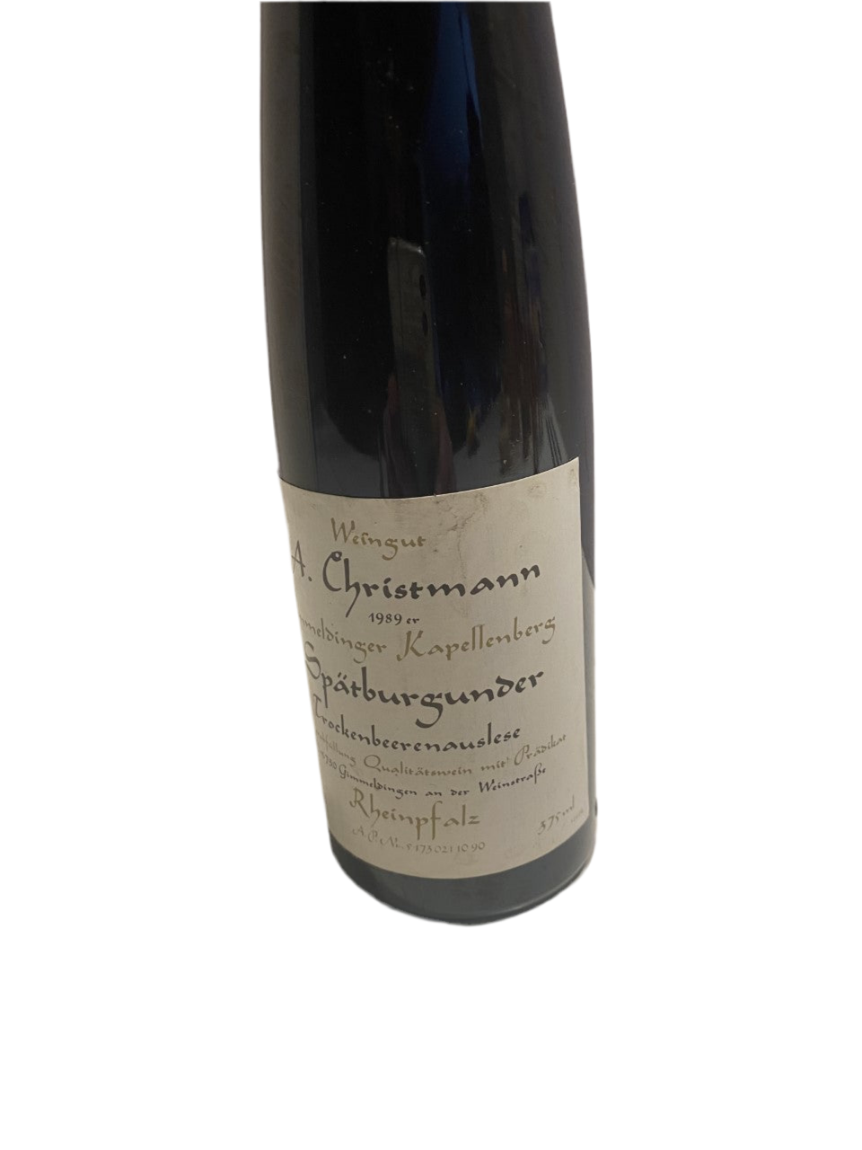 Zeer exclusief -G Weingut A. Christmann Gimmelsinger Kappellenberg Spätburgunder Trockenbeerenauslese 1989 375ml IJswijnen.nl / Dessertwijn.nl