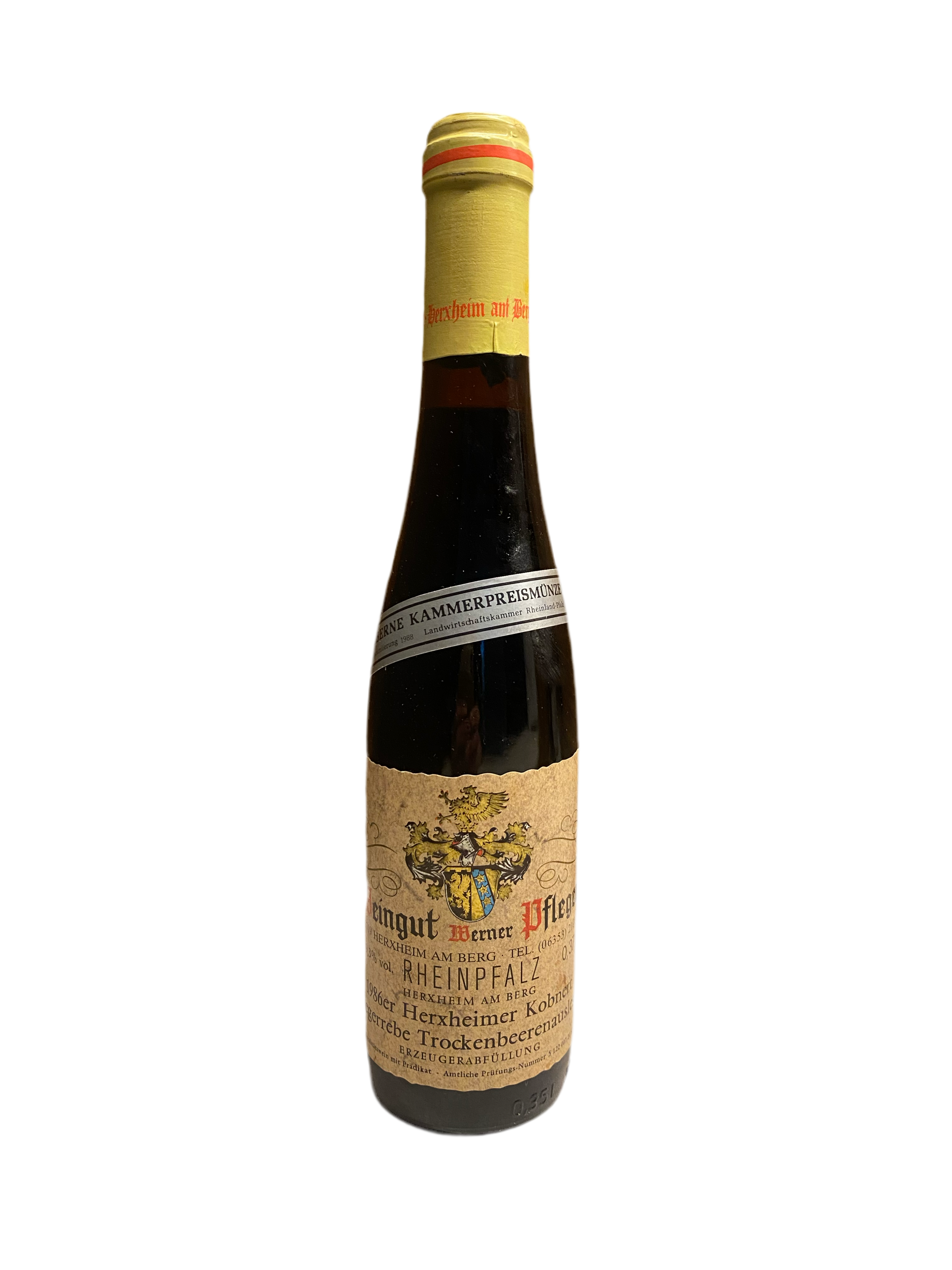 Zeer exclusief Weingut Werner Pfleger 1986er Herxheimer Kobnert Siegerrebe Trockenbeerenauslese IJswijnen