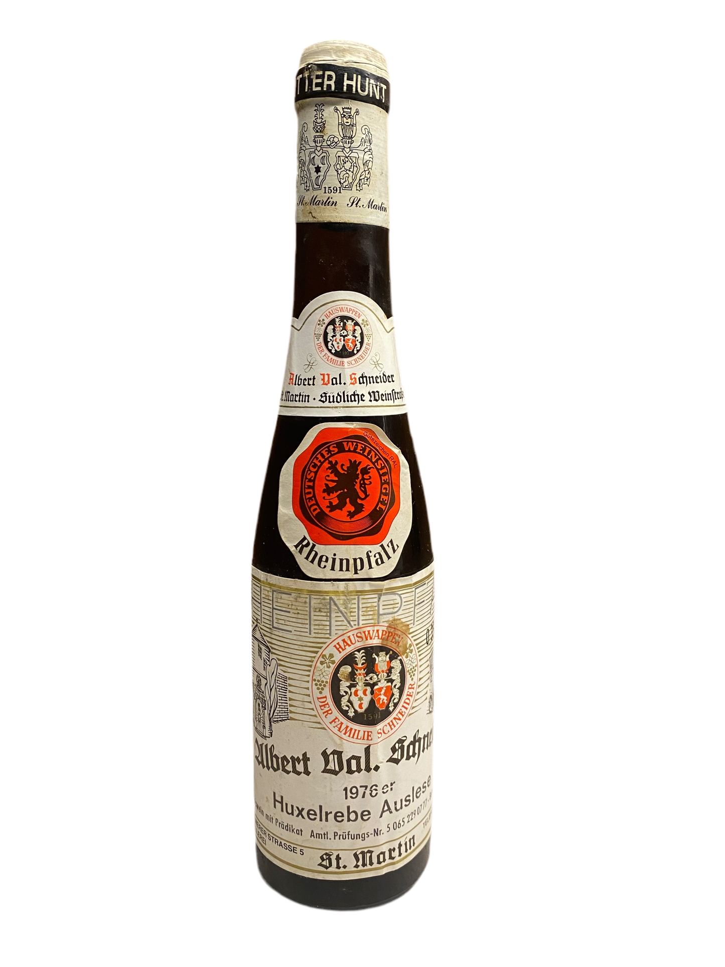 Very exclusive Weingut Albert Val Schneider Huxelrebe Auslese, 350ml 1976