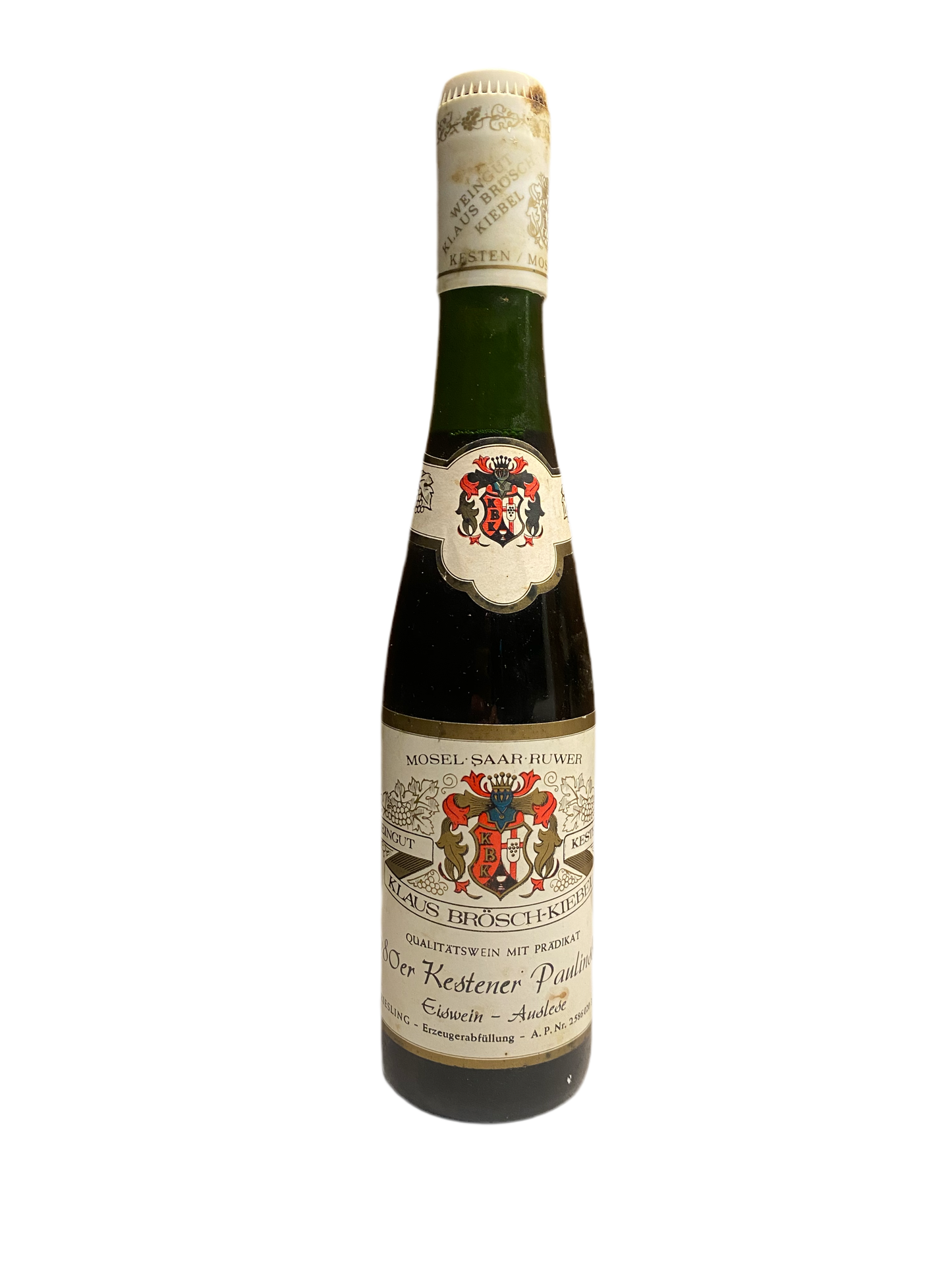 Zeer exclusief Weingut Klaus Brosch Kiebel 1980er Kestener Paulinsberg Eiswein Auslese