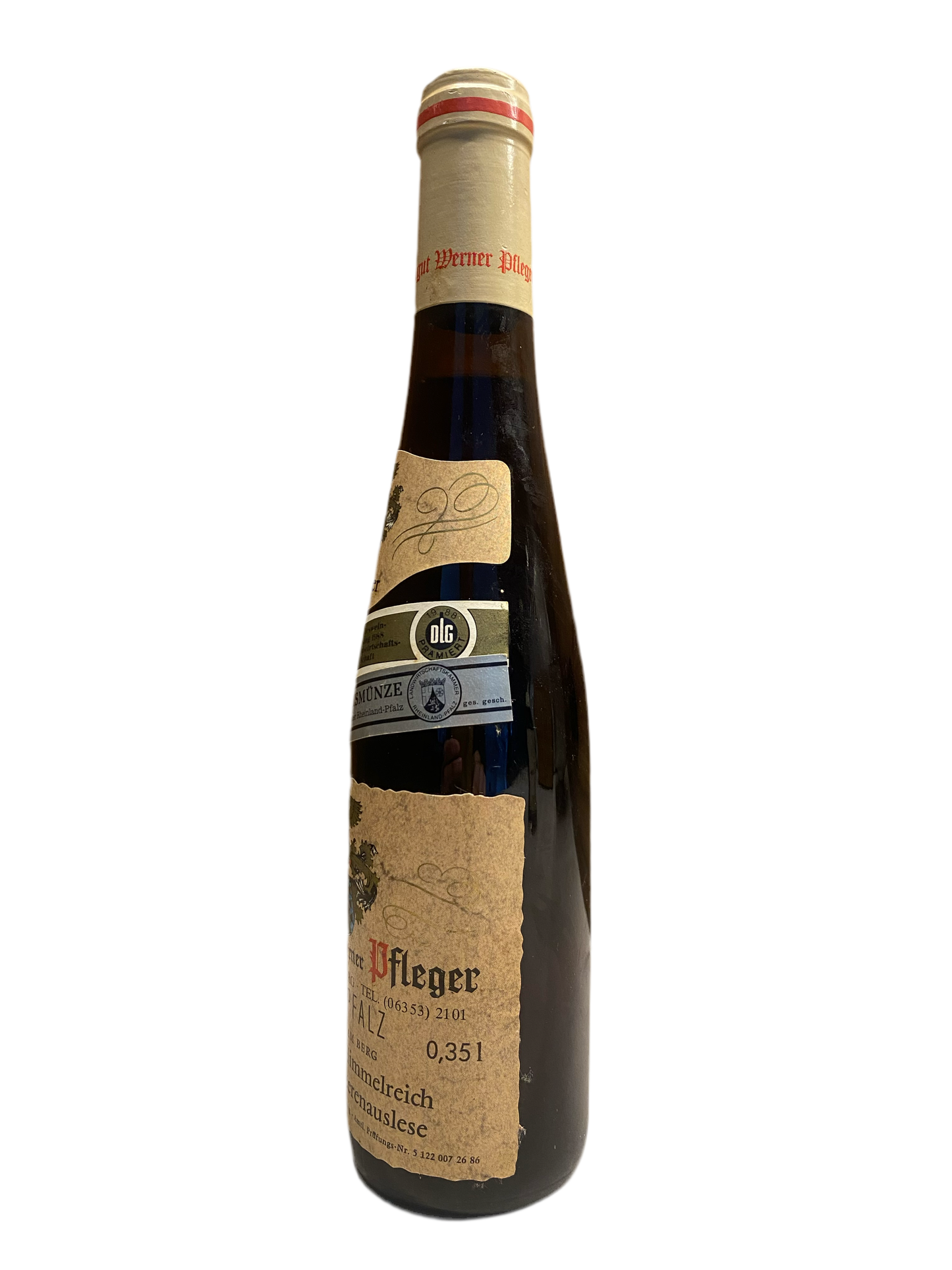 Zeer exclusief Weingut Werner Pfleger Herxheimer Himmelreich Huxelrebe Beerenauslese, 350ml 1985