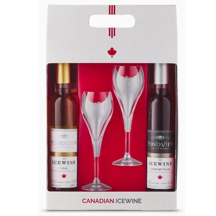 Pondview Icewine Duo gift box with glasses (Vidal 2021 &amp; Cabernet Franc 2019)