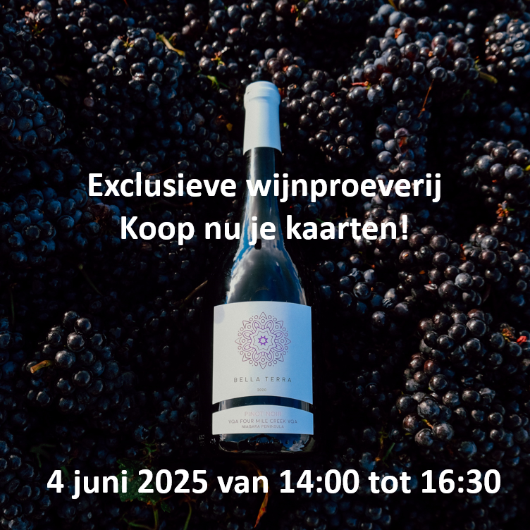 Exclusieve Canadese wijnproeverij - Woensdag 4 juni 2025 van 14:00 tot 16:30 - Kaart 1 persoon