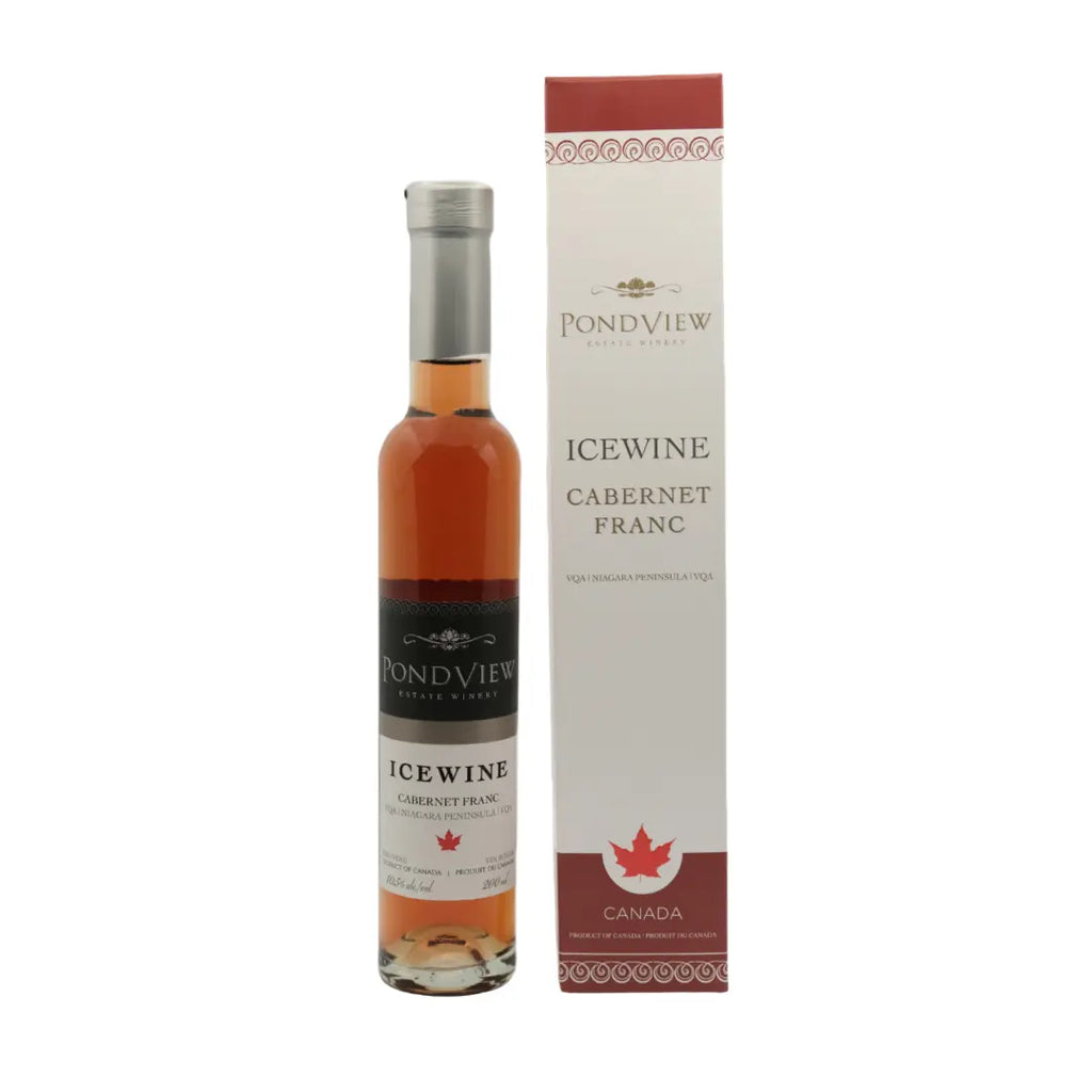 Pondview Cabernet Franc Icewine – Canadese dessertwijn met aroma’s van aardbei, frambozenjam, kers en vanille, frisse stijl icewine met lange, verfijnde afdronk.